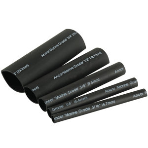 Ancor Adhesive Lined Heat Shrink Tubing Kit - 8-Pack, 3", 20 to 2/0 AWG, Black - 301503