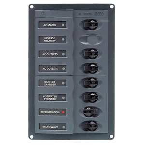 BEP MARINE BEP AC Circuit Breaker Panel w/o Meters, 6 Way w/Double Pole Mains - 900-ACM6W-110V