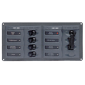 BEP MARINE BEP AC Circuit Breaker Panel w/o Meters, 4 Way Panel 2 Mains - 240V - 900-AC1