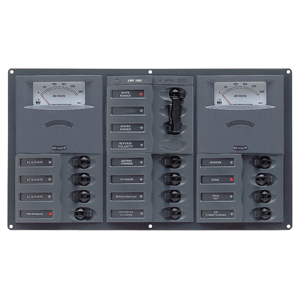 BEP MARINE BEP AC Circuit Breaker Panel w/Analog Meters, 2SP 1DP AC120V - 900-ACM2-AM-110