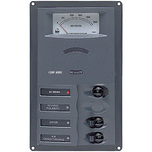 BEP MARINE BEP AC Circuit Breaker Panel w/Analog Meters, 2SP 1DP AC230V - 900-ACM2-AM