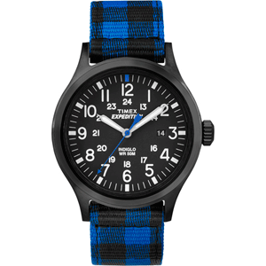 Timex Expedition Scout Metal - Blue Buffalo Checker Nylon Strap/Black Dial - TW4B021009J