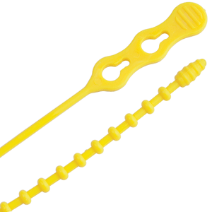 Ancor Reusable Beaded Cable Ties - 8" - Yellow - 15-Pack - 199288