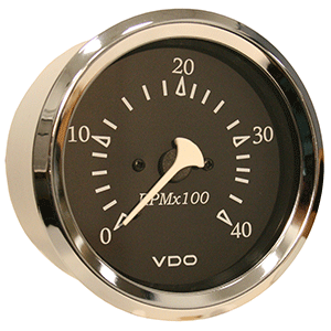 VDO Allentare Black 4000RPM 3-3/8" (85mm) Diesel Tachometer (Alternator) - 12V - Chrome Bezel - 333-11269