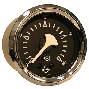 VDO Allentare Black 40PSI Mechanical Water Pressure Gauge - Chrome Bezel - 150-11278