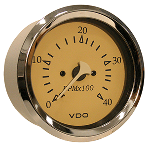 VDO Allentare Teak 4000RPM 3-3/8" (85mm) Diesel Tachometer (Alternator) - 12V - 333-12281