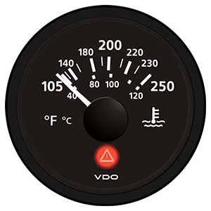 VDO Viewline Onyx 250°F/120°C Water Temperature Gauge 12/24V - Use with VDO Sender - A2C53413386-S