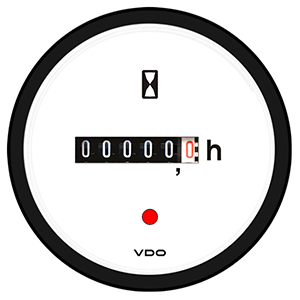 VDO Viewline Ivory Hourmeter, 100K Hours, Illuminated - 12/24V - A2C59510877-S