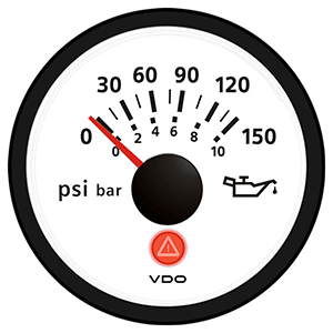 VDO Viewline Ivory 150 PSI/10 Bar Oil Pressure Gauge 12/24V - Use with VDO Sender - A2C53413312-S