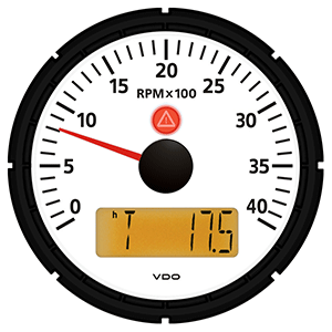 VDO Viewline Ivory 4,000 RPM 3-3/8" (85mm) Marine Tachometer w/2 Hourmeters, Clock and Voltmeter - 12/24V - A2C53194865-S