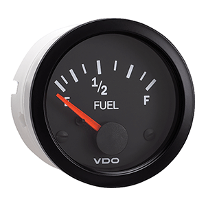 VDO Vision Black Fuel Gauge - Use with 240-33 Ohm Sender - 12V - 301-105