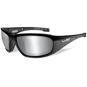 Wiley X Boss Silver Flash Sunglasses - Grey Lens - Gloss Black Frame - CCBOS01