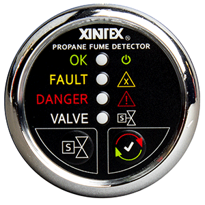 Fireboy-Xintex Xintex Xintex Propane Fume Detector w/Plastic Sensor & Solenoid Valve - Chrome Bezel Display - P-1CS-R