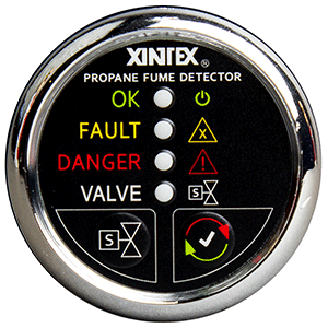 Fireboy-Xintex Xintex Propane Fume Detector w/Automatic Shut-Off & Plastic Sensor - No Solenoid Valve - Chrome Bezel Display - P-1CNV-R