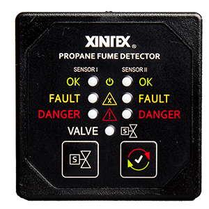 Fireboy-Xintex Xintex Propane Fume Detector w/2 Plastic Sensors - No Solenoid Valve - Square Black Bezel Display - P-2BNV-R