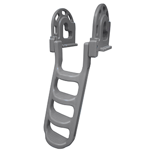 Dock Edge Stand-Off Flip-Up Polyethylene Roto Molded 4-Step Dock Ladder – Grey