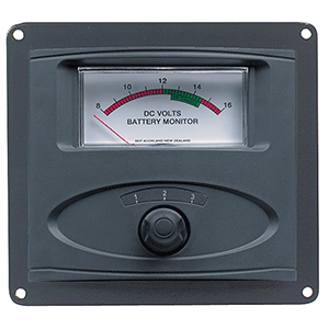 BEP MARINE BEP 3 Input Panel Mounted Analog 12V Battery Condition Meter (Expanded Scale 8-16V DC Range) - 80-601-0020-00