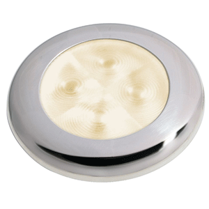 Hella Marine Slim Line LED 'Enhanced Brightness' Round Courtesy Lamp - Warm White LED - Stainless Steel Bezel - 12V