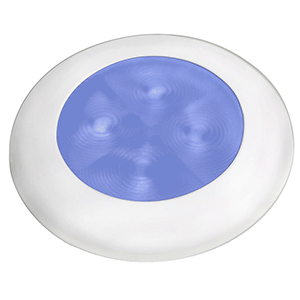HELLA MARINE Hella Marine Slim Line LED ’Enhanced Brightness’ Round Courtesy Lamp - Blue LED - White Plastic Bezel - 12V - 980502241
