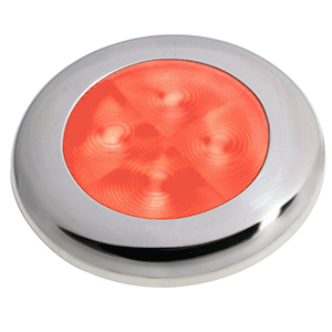 HELLA MARINE Hella Marine Slim Line LED ’Enhanced Brightness’ Round Courtesy Lamp - Red LED - Stainless Steel Bezel - 12V - 980507221