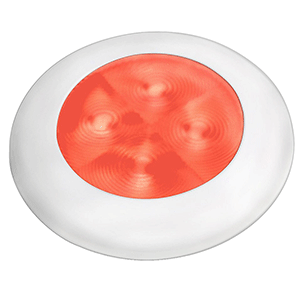 HELLA MARINE Hella Marine Slim Line LED ’Enhanced Brightness’ Round Courtesy Lamp - Red LED - White Plastic Bezel - 12V - 980507241