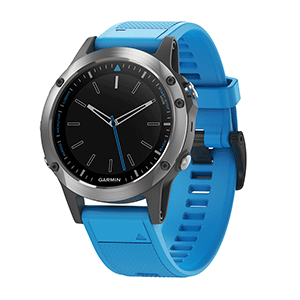 Garmin Quatix® 5 Marine GPS Smartwatch - Stainless Steel w/Blue Band - 010-01688-40