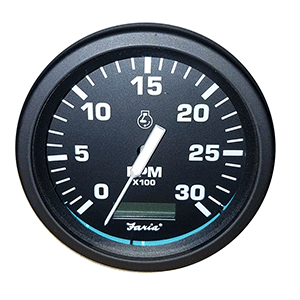 Faria Beede Instruments Faria Heavy-Duty Black 4" Tachometer w/Hourmeter (3000 RPM) (Diesel) (Mag Pick-Up) - TD9205