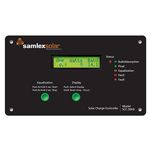 Samlex America Samlex Flush Mount Solar Charge Controller w/LCD Display - 30A - SCC-30AB