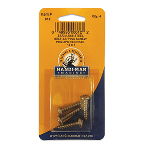 Handi-Man Marine Handi-Man Phillips Self Tapping Pan Screw Stainless Steel #12 x 1" - 612