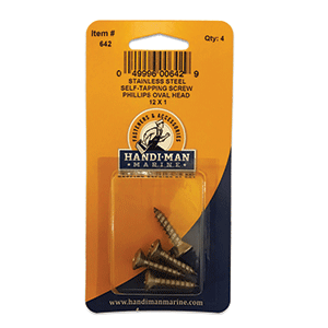 Handi-Man Marine Handi-Man Phillips Self Tapping Oval Screw Stainless Steel - #12 x 1" - 642