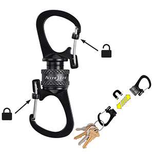 Nite Ize Slidelock® 360° Magnetic Locking Dual Carabiner - Charcoal - MSBL-09-R7