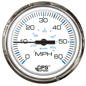 Faria Beede Instruments Faria Chesepeake White SS 4" Studded Speedometer - 60MPH (GPS) - 33839