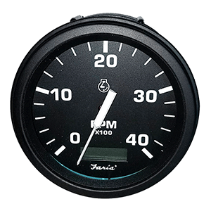 Faria Beede Instruments Faria Tachometer Heavy-Duty Tachometer w/Hourmeter (4000 RPM) (Diesel) (Mech Takeoff & Var Ratio Alt) - Black - 43001