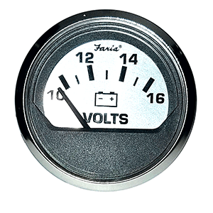 Faria Beede Instruments Faria Spun Silver 2" Voltmeter (10-16 VDC) - 16023