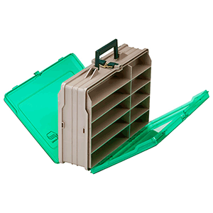 Plano Double-Sided 19-Compartment Satchel - Sandstone & Green - 111906