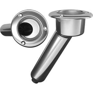 Mate Series Stainless Steel 30° Rod & Cup Holder - Drain - Round Top - C1030D