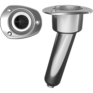 Mate Series Stainless Steel 15° Rod & Cup Holder - Drain - Oval Top