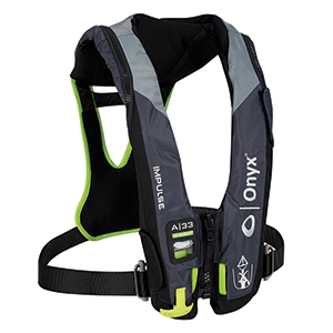 Onyx Outdoor Onyx Impulse A-33 In-Sight w/Harness Automatic Inflatable Life Jacket (PFD) - Grey/Neon Green - 134000-400-004-18