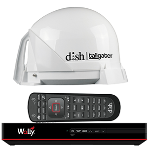 KING DISH® Tailgater® Satellite TV Antenna Bundle w/DISH® Wally® HD Receiver & Cables - DT4450