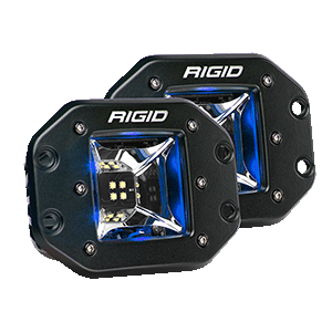 RIGID Industries Radiance Scene Lights – Flush Mount Pair – Black w/Blue LED Backlights