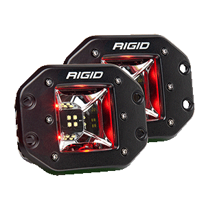 RIGID Industries Radiance Scene Lights – Flush Mount Pair – Black w/Red LED Backlights