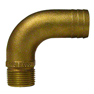 GROCO 3/4" NPT x 1" ID Bronze Full Flow 90° Elbow Pipe to Hose Fitting - FFC-750