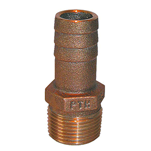 GROCO 1-1/4" NPT x 1-1/8" ID Bronze Pipe to Hose Straight Fitting - PTH-1125