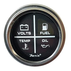 Faria Beede Instruments Faria 2" Warning Light Indicator (4-Icon) Black w/Stainless Steel Bezel - 24012