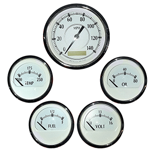 Faria Beede Instruments Faria 5 Gauge Set w/Mech Speedometer - Fuel Level - Voltmeter - Water Temp - Oil Pressure - Newport Series - KTF026