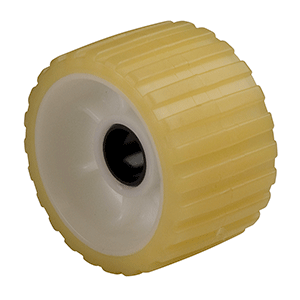 C.E. Smith Ribbed Roller 5" 1-1/8:ID TPR w/Bushing Black Delrin Gold - 29730