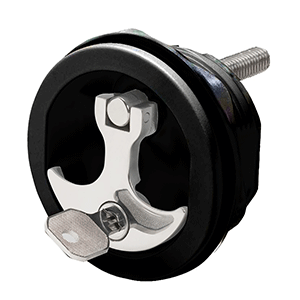 Whitecap Compression Handle CP Zinc/Black Nylon Locking - 1/4 Turn - S-9415BC