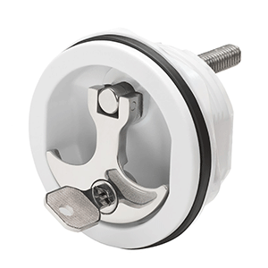 Whitecap Compression Handle CP Zinc/White Nylon Locking - 1/4 Turn - S-9415WC