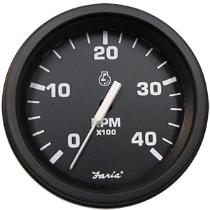 Faria Beede Instruments Faria 4" Heavy-Duty Tachometer (4000 RPM) (Diesel) Mag Pick-Up - Black w/Black Bezel - 43000