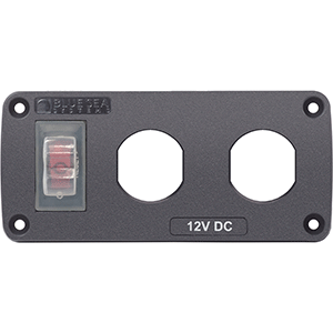 Blue Sea Systems Blue Sea 4364 Water Resistant USB Accessory Panel - 15A Circuit Breaker, 2x Blank Apertures